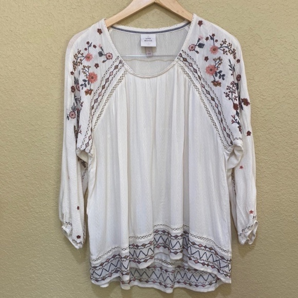Knox Rose Embroidered Crinkle Tunic Size L